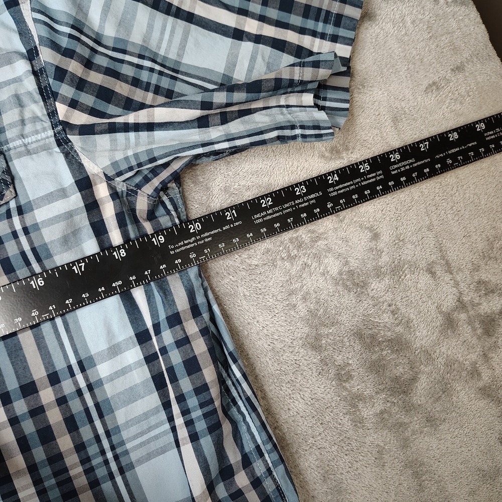 Mountain‎ Hardwear Button Down Shirt Mens Medium Blue Plaid Short Sleeve Pocket - Picture 5 of 7